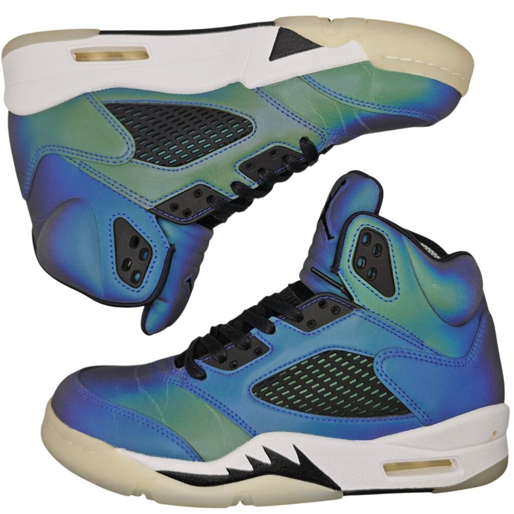Nike Air Jordan 5 Retro Iridescent Oil Grey Blue Womens 8 Sneakers - Picture 8 of 10